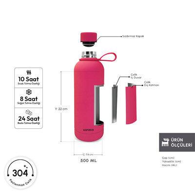 Karaca Aly Soft Touch Çelik Sızdırmaz Termos 500 ml