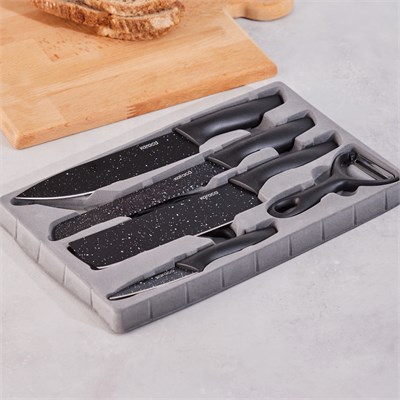 Karaca Black Stone 6 Parça Makas ve Soyacaklı Bıçak Seti