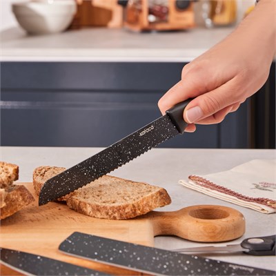 Karaca Black Stone 6 Parça Makas ve Soyacaklı Bıçak Seti