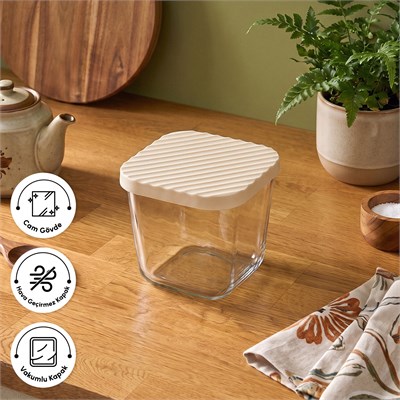 Karaca Bumpy Kare Cam Saklama Kabı 350 ml