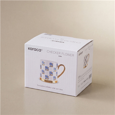 Karaca Checker Flower  Pink Kupa 330 ml