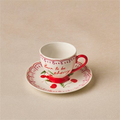 Karaca Cherry Time Çizgili Kahve Fincan Takımı 90 ml