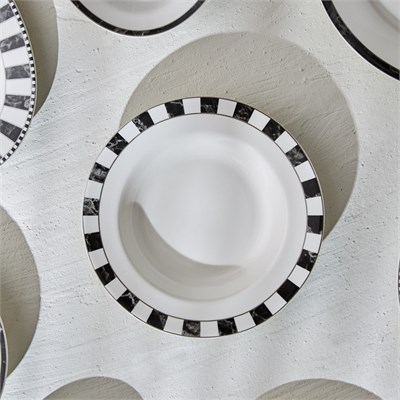 Karaca Damalı Çizgi Porselen Çukur Tabak 22 cm