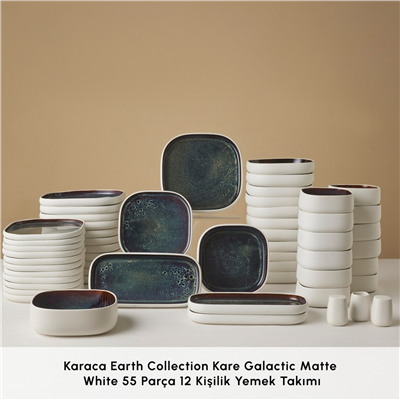 Karaca Earth Collection Galactic Shiny Black 55 Parça 12 Kişilik Yemek Takımı