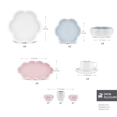 Karaca Earth Collection Pinky Cloud 29 Parça 6 Kişilik Kahvaltı Takımı