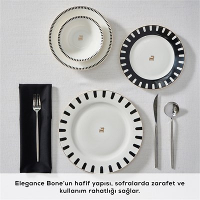 Karaca Elegance Bone 50.Yıl İmza Koleksiyonu Kore 24 Parça 6 Kişilik Yemek Takımı