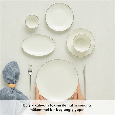 Karaca Elegance Bone Marcelo 26 Parça 6 Kişilik Kahvaltı Takımı Platin
