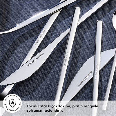 Karaca Elegance Focus Platin 12 Kişilik 84 Parça Çatal Kaşık Bıçak Takımı