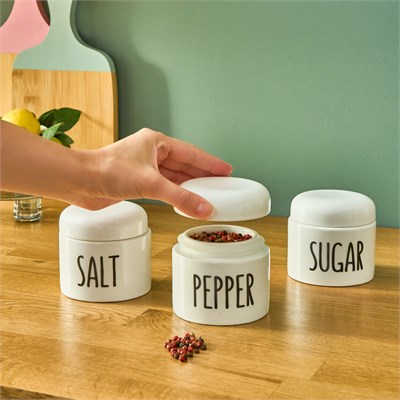 Karaca Elena Stream 3lü Küçük Baharat Takımı Beyaz