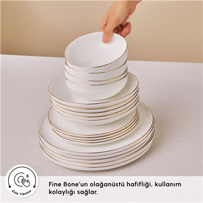 Karaca Fine Bone Meridian 55 Parça 12 Kişilik Yemek Takımı