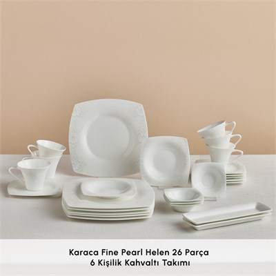 Karaca Fine Pearl Helen 26 Parça 6 Kişilik Kahvaltı Takımı