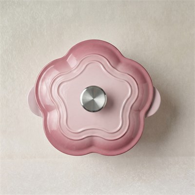 Karaca Flower Emayeli Demir Döküm Tencere Pembe 20 cm