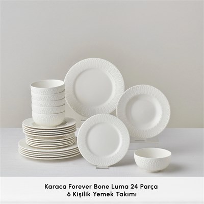 Karaca Forever Bone Luma 24 Parça 6 Kişilik Yemek Takımı