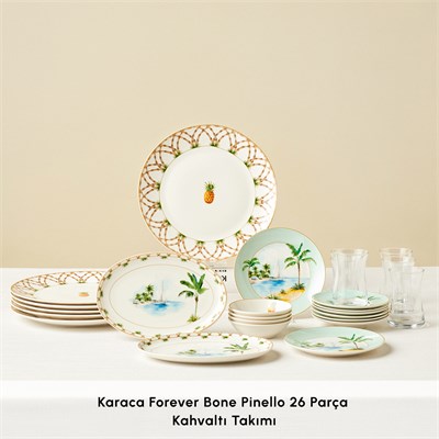 Karaca Forever Bone Pinello 26 Parça 6 Kişilik Kahvaltı Takımı