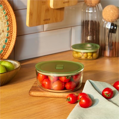 Karaca Green Yuvarlak Cam Saklama Kabı 850 ml