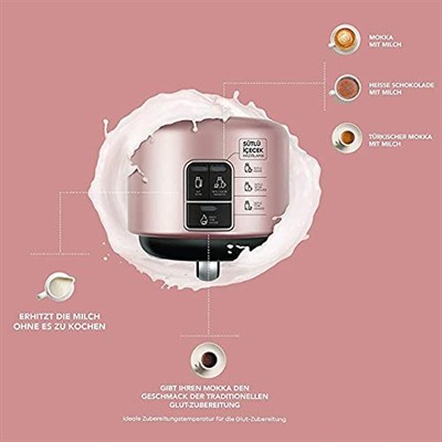 Karaca Hatır Mod Sütlü Türk Kahve Makinesi, 300 ml 5 Fincan, 735 W, Sütlü İçecek Ayarı, Otomatik Kapanma, Rose Gold