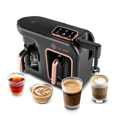 Karaca Hatır Plus Barista 6 in 1 Latte Cappucino ve Közde Türk Kahvesi Makinesi Black Copper