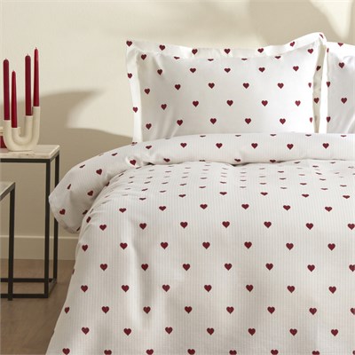 Karaca Home Amour Kalp Desenli %100 Pamuk Çift Kişilik Pike Takımı Kırmızı