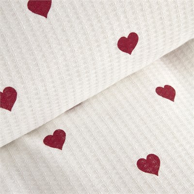Karaca Home Amour Kalp Desenli %100 Pamuk Çift Kişilik Pike Takımı Kırmızı