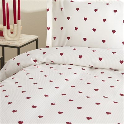 Karaca Home Amour Kalp Desenli %100 Pamuk Çift Kişilik Pike Takımı Kırmızı