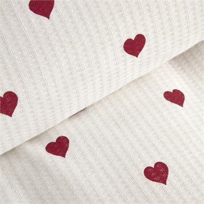 Karaca Home Amour Kalp Desenli Tek Kişilik Pike Takımı Kırmızı
