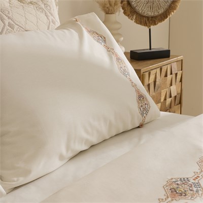 Karaca Home Canela %100 Pamuk Nakışlı Nevresim Yatak Örtüsü Düet Set