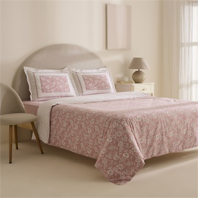 Karaca Home Celerina Pembe %100 Pamuk Çift Kişilik Fitted Nevresim Takımı