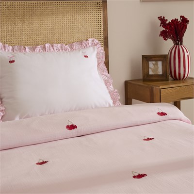 Karaca Home Cherry Grove Çift Kişilik Nakışlı %100 Pamuk Müslin Pike Takımı Pembe