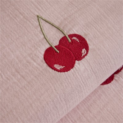Karaca Home Cherry Grove Çift Kişilik Nakışlı %100 Pamuk Müslin Pike Takımı Pembe