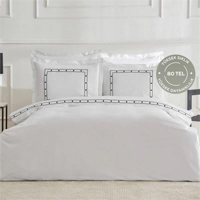 Karaca Home Diane 80 Tel %100 Pamuk Çift Kişilik Percale Nevresim Takımı Nakışlı Beyaz