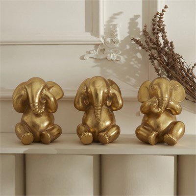 Karaca Home Elephant Biblo Gold 9x9x12 cm