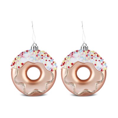 Karaca Home Karaca New Year Yılbaşı 2li Set Donut Ağaç Süsü Pembe  8.5 cm