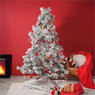 Karaca Home Karaca New Year Yılbaşı Karlı Kozalak ve Çiçekli Çam Ağacı 1030 Dal 210 cm
