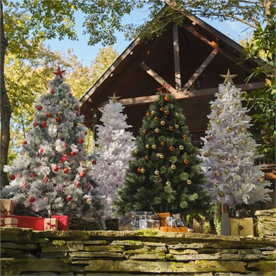 Karaca Home Karaca New Year Yılbaşı Karlı Kozalak ve Çiçekli Çam Ağacı 1030 Dal 210 cm