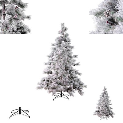 Karaca Home Karaca New Year Yılbaşı Karlı Kozalak ve Çiçekli Çam Ağacı 1030 Dal 210 cm