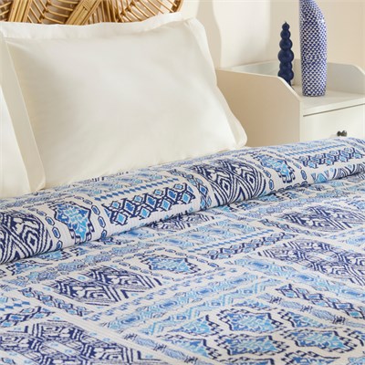 Karaca Home Lunara %100 Pamuk Çift Kişilik Tek Pike Mavi