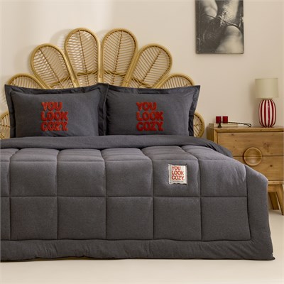Karaca Home Motto Cotton Comfort Çift Kişilik Antrasit Uyku Seti