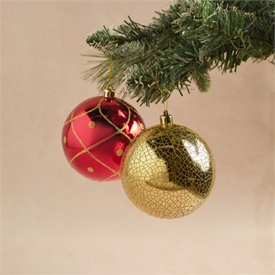 Karaca Home New Year 4lü Ağaç Süsü Kırmızı Gold
