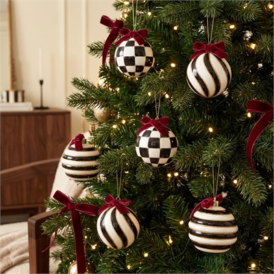Karaca Home New Year Panayır 6lı Ağaç Süsü Siyah Beyaz