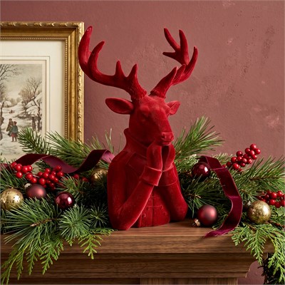 Karaca Home New Year Velvet Deer Dekoratif Obje 21x17x34 cm