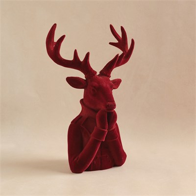 Karaca Home New Year Velvet Deer Dekoratif Obje 21x17x34 cm