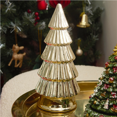 Karaca Home New Year Yılbaşı Christmas Tree Dekoratif Obje Gold 7,8 x 7,8 x 16,5 cm