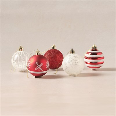 Karaca Home New Year Yılbaşı Dalton 20li Set Top Ağaç Süsü Kırmızı ve Beyaz 6 cm
