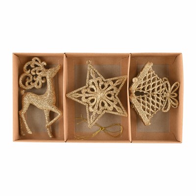 Karaca Home New Year Yılbaşı Glitter 3 Parça Ağaç Süsü Seti
