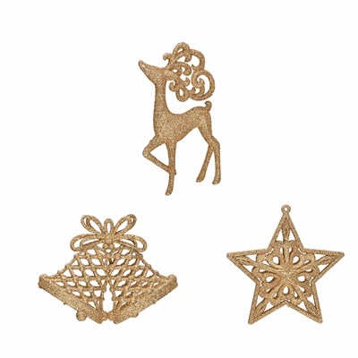 Karaca Home New Year Yılbaşı Glitter 3 Parça Ağaç Süsü Seti
