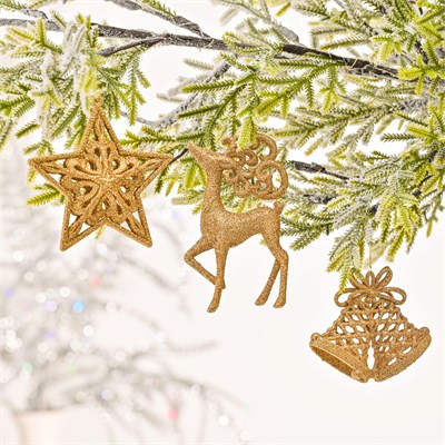 Karaca Home New Year Yılbaşı Glitter 3 Parça Ağaç Süsü Seti
