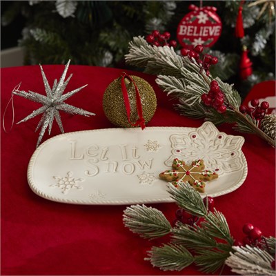 Karaca Home New Year Yılbaşı Let It Snow Dekoratif Tabak 31,6x17x2,9 cm