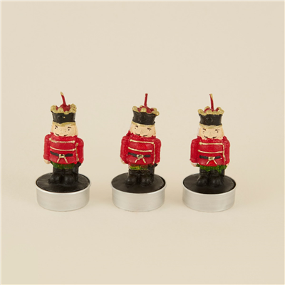 Karaca Home New Year Yılbaşı Nutcracker 3lü Tealight Mum 11,5x5x7 cm