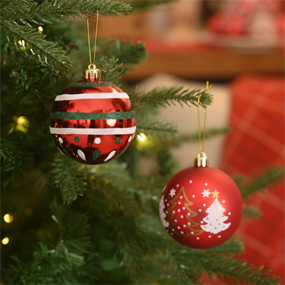 Karaca Home New Year Yılbaşı Reddish 4 Parça Ağaç Süsü Seti