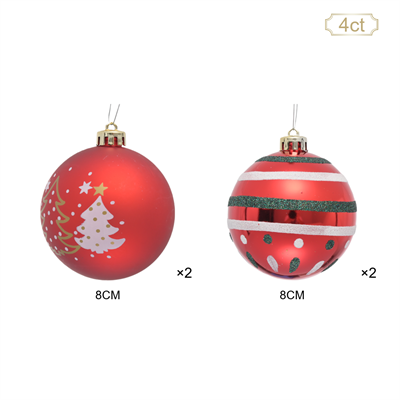 Karaca Home New Year Yılbaşı Reddish 4 Parça Ağaç Süsü Seti